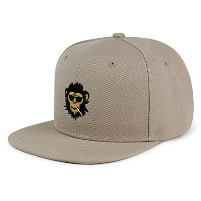 Smoking Monkey Hip-Hop Snapback Hat Embroidered Baseball Cap Wild Animal Funny - color: 01. Khaki
