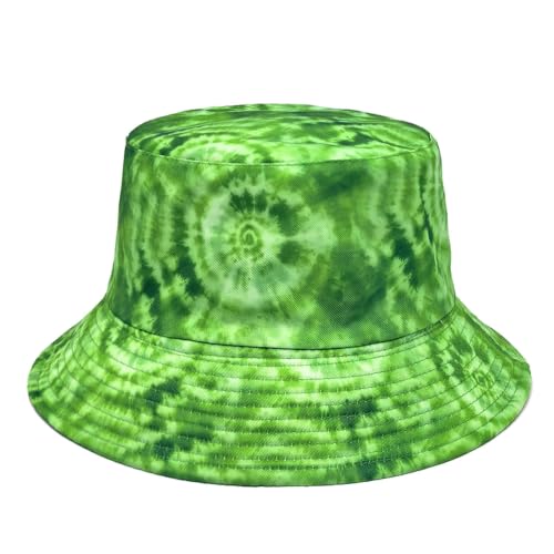 Quanhaigou Bucket Hats Unisex Summer Travel Beach Fisherman Cap for Men Women Teens - color: Green Tie Dye