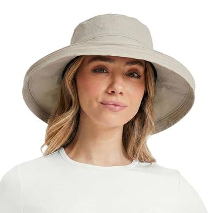 TOP-EX UVCoolix Women's UPF 50+ Wide Brim Cooling Sun Hat - color: Greige, size: Medium-Large