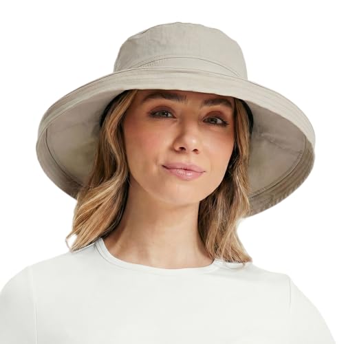 TOP-EX UVCoolix Women's UPF 50+ Wide Brim Cooling Sun Hat - color: Greige, size: Medium-Large