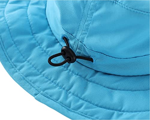 Connectyle Kids Sun Hat for Boys Girls Wide Brim Bucket Hat UPF 50+ Sun Protection Hat Breathable Summer Beach Hat - color: Peacock Blue