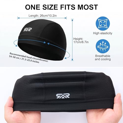 LONGLONG 2-Pack Breathable Skull Caps Helmet Liner for Motorcycle Hard Hat - color: Black+black