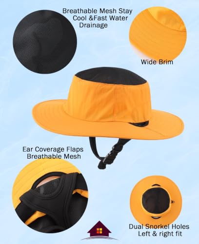 Home Prefer Surf Bucket Hat with Chin Straps Snorkel Hole for Men Women - color: Orange