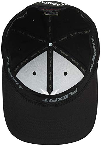 Hurley Mens Baseball Cap Moisture Wicking Flexfit Fitted Hat for Men - color: Black/White, size: Small-Medium