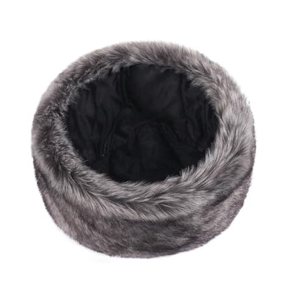 Unisex Russian Ushanka Cossack Trapper Hat Faux Rabbit Fur Trooper Hat Fuzzy Furry Hunting Cap Winter Outdoor Warm Skiing Cap - color: Grey