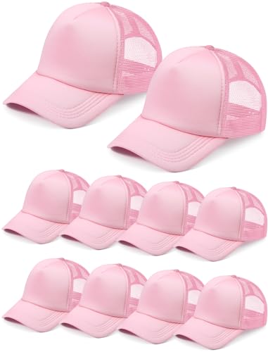 Tarpop 10 Pcs Sublimation Blank Trucker Hats Bulk - color: Pink