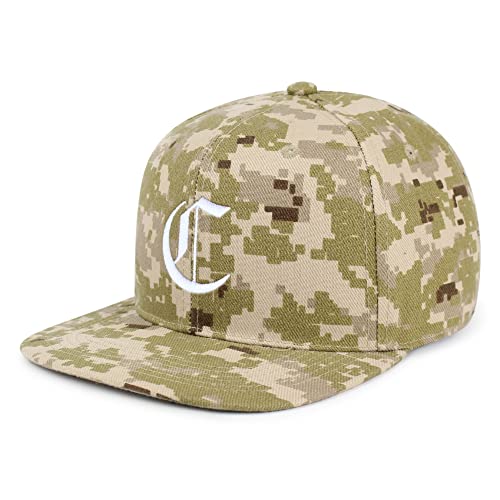JPAK Old English Letter C Hip-Hop Snapback Hat Embroidered Baseball Cap English Alphabet - color: 13. Desert Camo