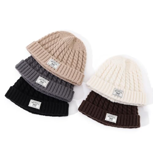 Soft Winter Knitted Hat Skull Cap Sailor Caps Cuff Beanie Cold Weather Brimless Knit Hats Warm Ski Hat Landlord Hats - color: Mg-zzm25101-brown