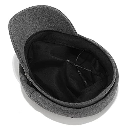 Brcus Men Women Newsboy Cabbie Peaked Beret Cap Baker Boy Yacht Captain Sailor Hat - color: Grey