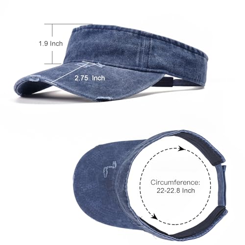 ANDICEQY Retro Ripped Sun Visor Hat, Baseball Sun Visors for Women and Men - color: Retro Navy