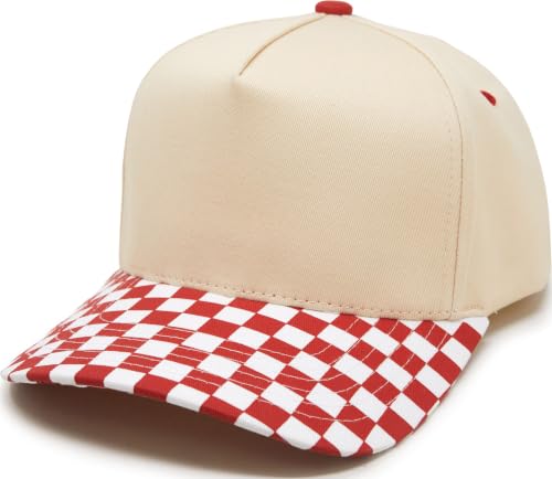Funky Junque Trucker Snapback Hat - color: Checker Print - Red/Beige