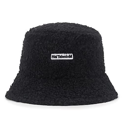 Magik Women Fashion Winter Bucket Hat Vintage Cloche Hats Wool Warmer Fisherman Cap - color: Black