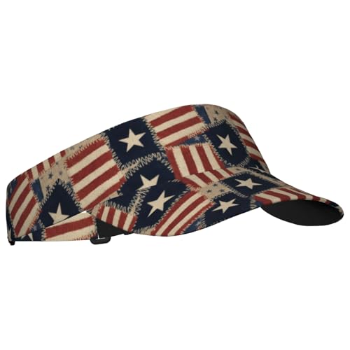 Adjustable Lightweight Open Top Sports Sun Visor Hat Cap for Golf Tennis - color: Vintage Patriotic