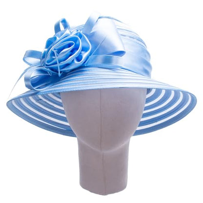 Lawliet Womens Satin Ribbon Church Wedding Sun Wedding Occasion Hat A214 - color: Sky Blue