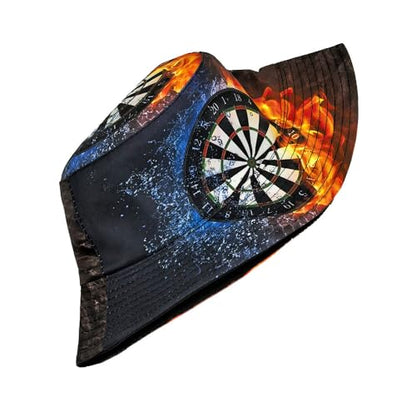 Printed Bucket Hat - Reversible Packable Summer Travel Beach Sun Cap for Men Women Teens - color: Dartboard Fire