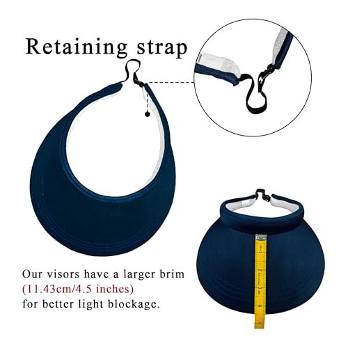 2 Pack Sun Visors Women Wide Brim Clip on Summer Hats Adjustable UV Protection - color: Black,navy Blue