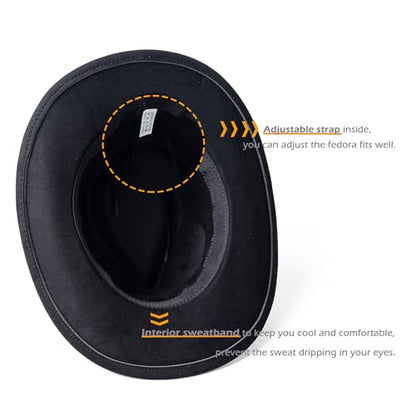 Suede Cowboy Hat for Women & Men Classic Western Hats - color: Black