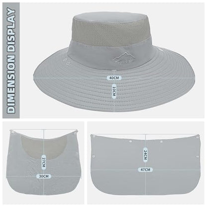 Fishing Hat for Men Sun Protection Hat with Removable Neck Flap Face Cover - color: Light Gray