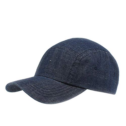 Washed Cotton Twill Five Panel Adjustable Camper Caps - color: Denim Navy