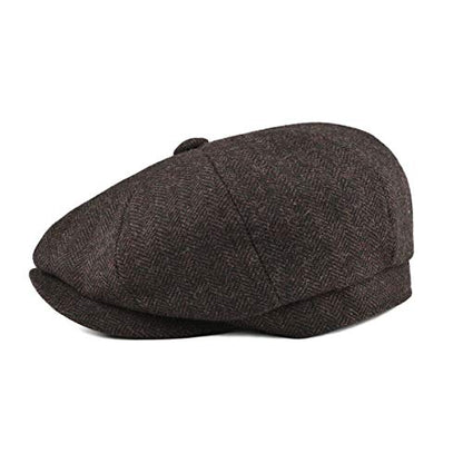 BOTVELA Men's 8 Panel Wool Blend Newsboy Flat Cap - color: Coffee, size: 7 1/8