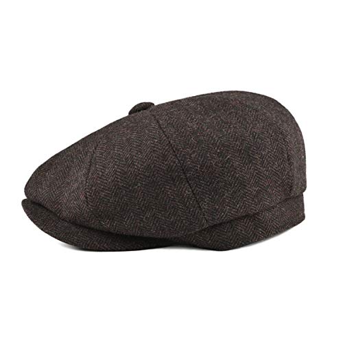 BOTVELA Men's 8 Panel Wool Blend Newsboy Flat Cap - color: Coffee, size: 7 5/8
