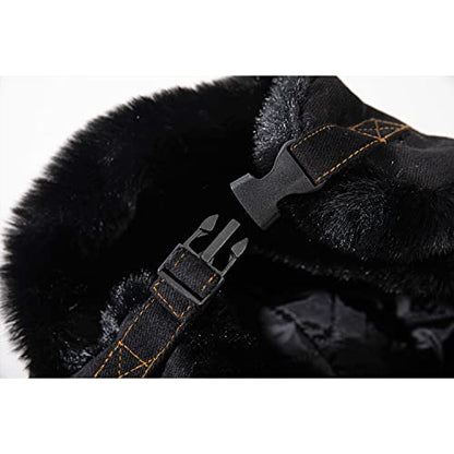 Croogo Trapper Hat Winter Hats for Men Trooper Russian Warm Hat with Ear Flaps Women Ushanka Fur Hat Windproof Ski Hat - color: Pl10-black