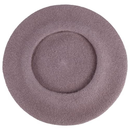 Women's Beret Cashmere Wool French Hat Made in EU Women Autumn Winter - color: Oldrose, size: 6 7/8