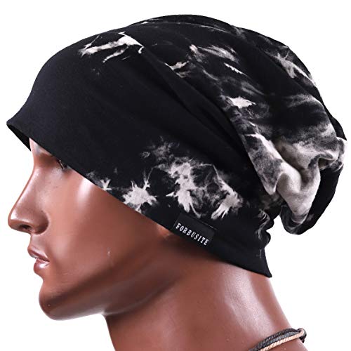 VECRY Men Slouch Hollow Beanie Thin Summer Cap Skullcap - color: Ink Black