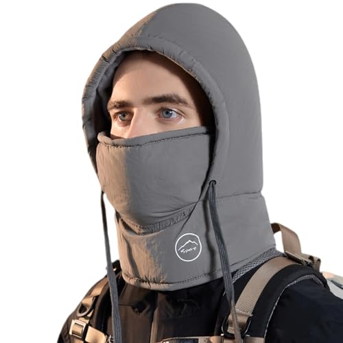 HUAMULAN Unisex Winter One Piece Balaclavas Hoodie Ski Snow Hats Earmuff - color: Darkgray Solid