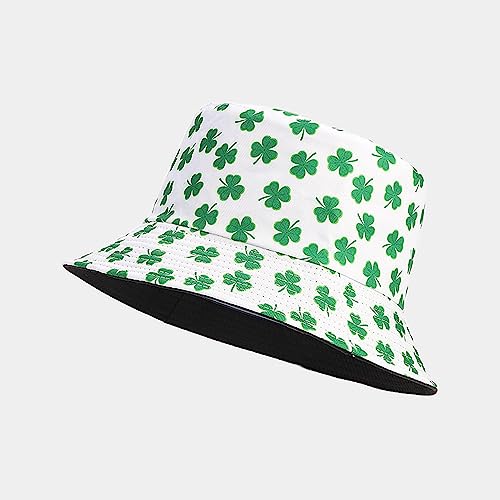 Unisex Print Double-Side-Wear Reversible Bucket Hat - color: Clover