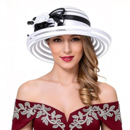 Ruphedy Women Derby Church Dress Bucket Hat Fascinators Tea Party Wedding Hat - color: S027-white