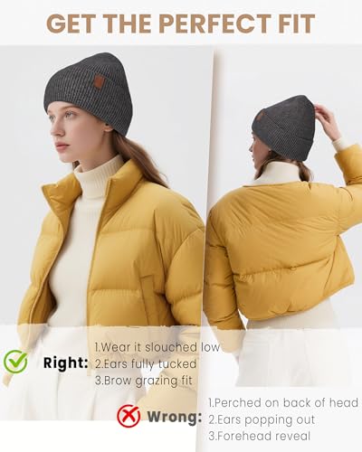 Fleece Lined Winter Beanie for Men Women Warm Windproof Beanies Hats Thick Knit Winter Hat for Cold Weather - color: Slate Gray