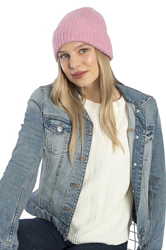 Seamless Beanie Cap, Acrylic Unisex Winter Beanie - color: Light Pink
