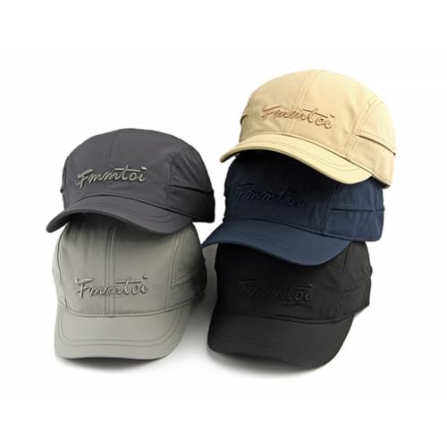 Quick Dry Short Brim Fitted Baseball Caps Men's Letter Embroidery Unstructured Cap Curved Brim Closed Back Hat K266 - color: Dark Grey, size: 7 1/2-8