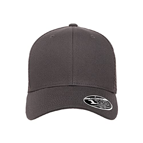 Flexfit 110M Trucker Mid-Profile Mesh Back Snapback Cap - color: Charcoal