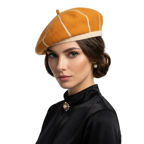 Womens French Retro Beret Hat Knitted Thickened Warm Cap Classic Beanie