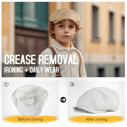 Toddler 8 Panel Cotton Newsboy Cap - color: White, size: 6-24 Months