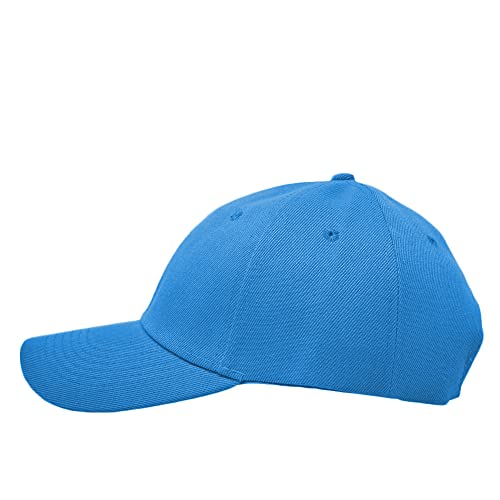 Glory Max Plain Baseball Cap Hook & Loop Strap Adjustable Solid Blank Curved Visor Hat - color: Baby Blue