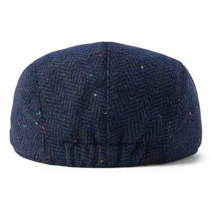 FEINION Men Wool Blend Flat Cap Tweed Newsboy Ivy Hat - color: Flecked Navy
