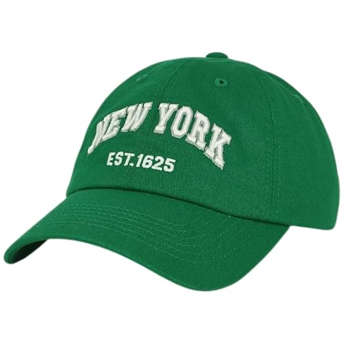 E BY ELIDAN NY Dad Hat, New York EST.1625 Cotton Baseball Cap Women & Men - color: Kelly Green