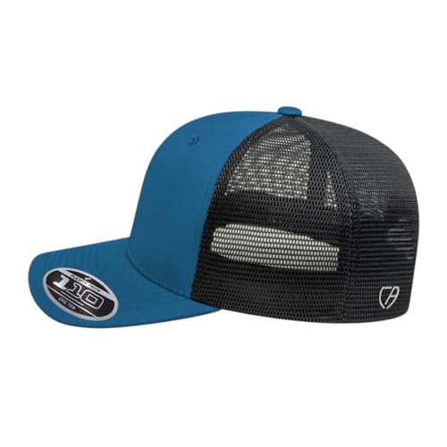 Cap America i8502 Flexfit 110 6-Panel Trucker Cap w/Adjustable Snapback - color: Indigo Blue/Black