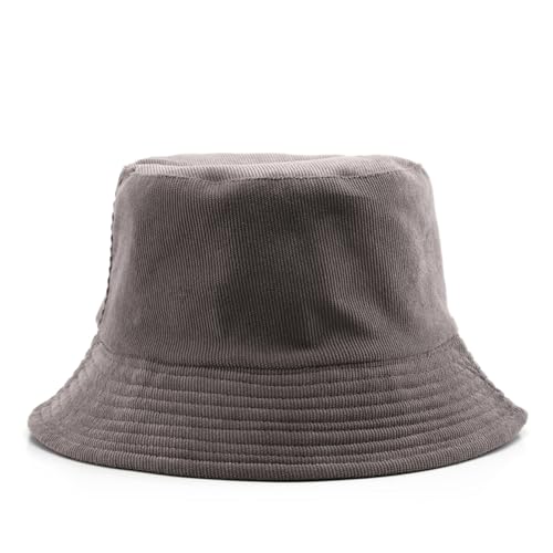 Reversible Double-Side-Wear Solid Color Bucket Hat Packable Sun Hat Fishing Cap for Women Men Outdoor Beach Travel - color: Grey