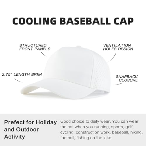 BOTVELA Men Adjustable Snapback Laser Cut Mesh Baseball Cap - color: White