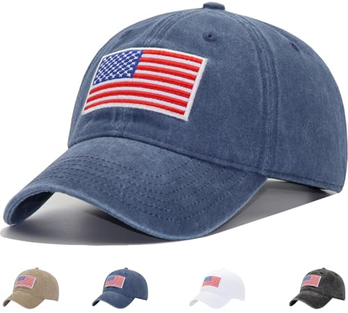 USA Flag Dad Hats, Fits OSFM & XXL Heads, US Patriotic Veterans Army Operator Military Baseball Cap Men Women - color: Navy Blue, size: X-Large-XX-Large