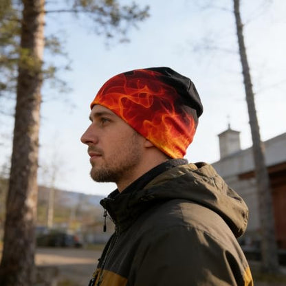 Unisex Stretch Knit Beanie Hat - color: Flame