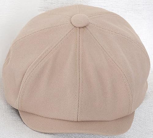 Kids-Boys-Cotton-Newsboy-Cap - Classic Flat Beret Cabbie Hat for Toddler Girls 4-9 Years Old - color: Beige