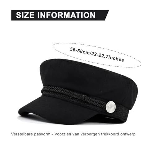 Black Classic Unisex Newsboy Cap Vintage Peaked Beret Style Adjustable Flat Hat Comfortable Fiddler Driver Design