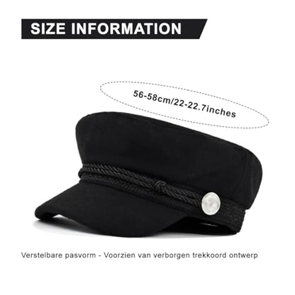 Black Classic Unisex Newsboy Cap Vintage Peaked Beret Style Adjustable Flat Hat Comfortable Fiddler Driver Design