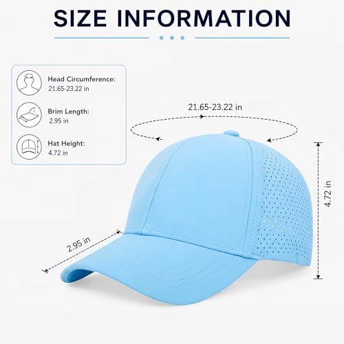 Quick Dry Baseball Cap Curved Brim Snapback Hat Mesh for Men Women - color: Lightblue