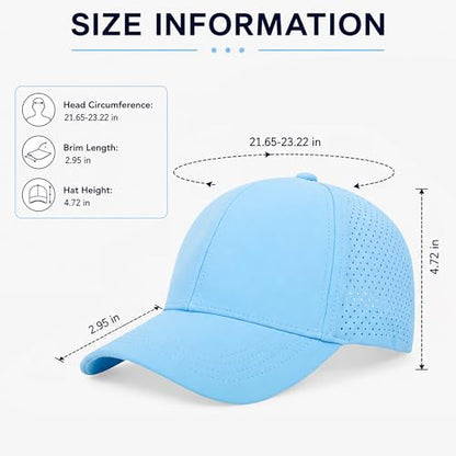 Quick Dry Baseball Cap Curved Brim Snapback Hat Mesh for Men Women - color: Lightblue